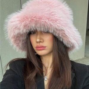 Kalen Plush Pink Oversized Fur Hat